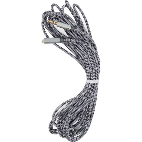 Câble d'extension pour casque audio, jack plaqué or, gaine en nylon tressé, adaptateur stéréo 3,5 mm mâle vers femelle, 5 m / 16,4 pi (1/5)