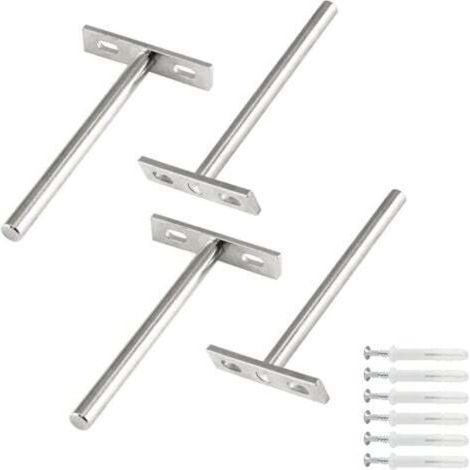 Lot de 4 supports d'étagère flottants de 3 pouces, supports cachés pour étagères flottantes en bois - Vis et chevilles incluses-Étagère murale (1/4)