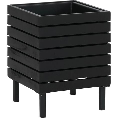 Jardiniére HWC-P84, jardiniére carrée d'extérieur en acier couleur acacia, 43 x 33 x 33 cm, certifié (1/5)
