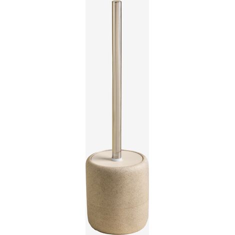 Sklum – Brosse WC Beltine beige vintage – Récipient en résine – Manche en acier inoxydable – Brosse en poils de polypropylène – Couvercle en TPR (1/5)