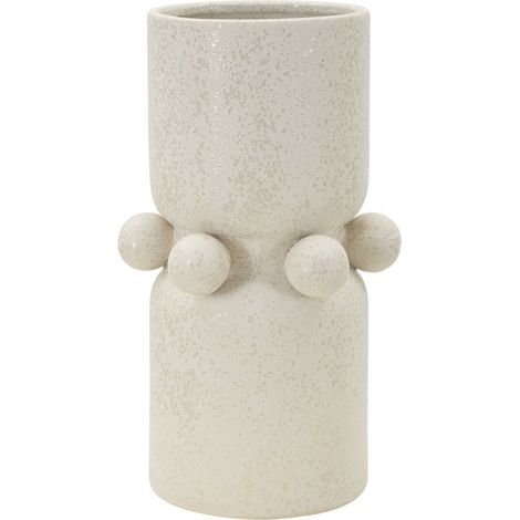 Vaso Bubbles in ceramica crema con sfere decorative 16x28 cm