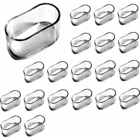 Lot de 20 protège-pieds de chaise, embouts en caoutchouc transparents, pour meubles ovales, tables et pieds de sol, 15 x 30 mm