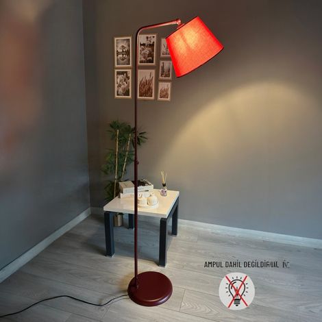 Lampadaire Cotella Tissus Moderne E27 Largeur 37 cm Abat-jour Réglable Tablette Variateur (1/5)