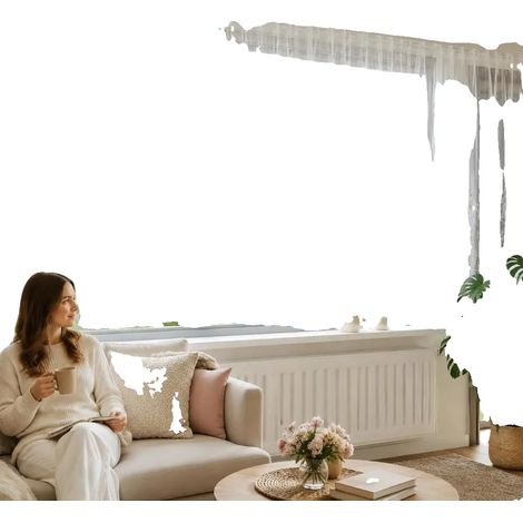 Cortina con elegante diseño de encaje, función de filtrado de luz, color blanco. (1/2)