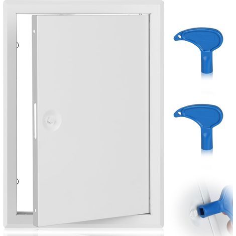 Trappe de Visite Placo 20cm x 30cm Panneau Trappe Inspection, Rabat de Revision en Acier Blanc avec Loquets et Clé pour Mur et Plafond (1/5)