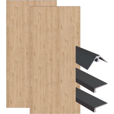 ONDEE ZEN - Pack complet de montage panneaux muraux Bois 120 cm - Profilé noir inclus (1/4)