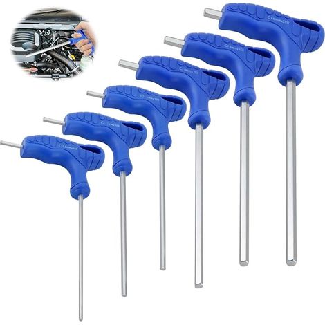 T-Handle Hex Key Set Cross Handle 2.5-8 mm Metric Holder 6 Pieces (1/5)