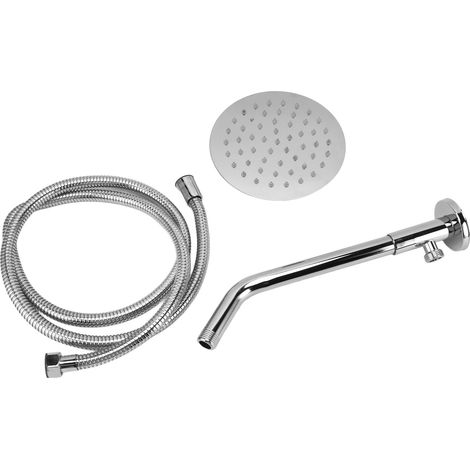 Système douche kit mitigeur mural acier inox pommeau orientable 360° fort débit salle de bain (1/5)