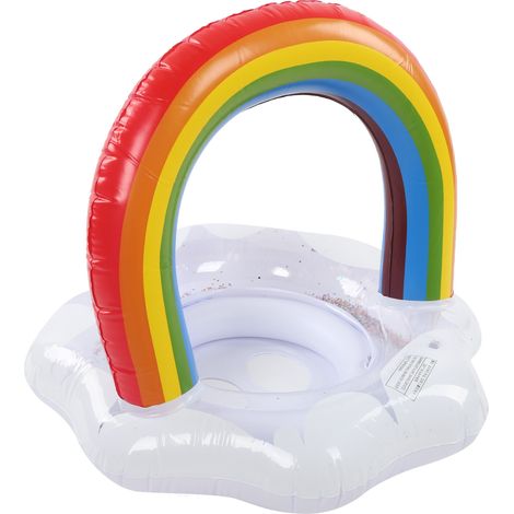 Babyschwimmring Regenbogen Aufblasbarer Kinderschwimmring mit Sicherheitssitz (1/5)