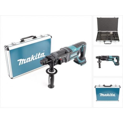 Makita DHR 241 18 V Li-ion Akku Bohrhammer mit SDS-Plus Aufnahme Solo + Makita D-42444 SDS-Plus Bohrer Meißel Set 17 tlg. im Alu Koffer