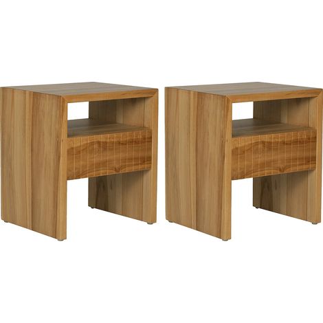 Comodino con 1 cassetto e 1 nicchia Legno di teak Naturale - Lotto di 2 - REVUKA (1/5)