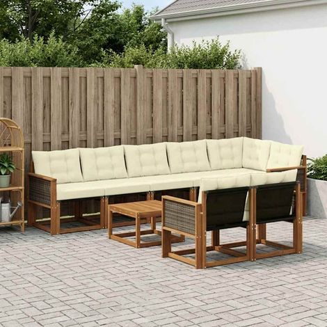 vidaXL Outdoor-Sofagarnitur mit Kissen 9 pcs Natur und Creme (1/5)