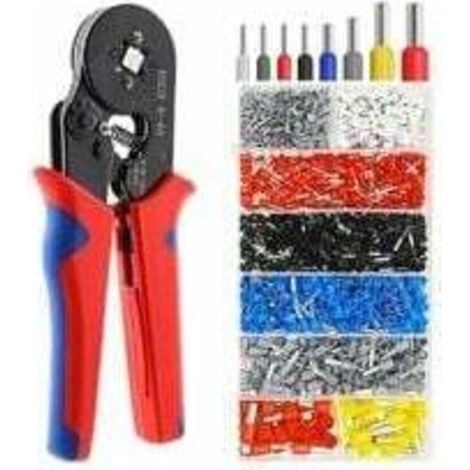 Pince à sertir d'électricien Pince à Sertir Kit, Embout de Cablage Outil de Sertissage Cosse Electriques à Sertir 1200 Cosses 0,5-10mm² pour Bornes de Outil de Sertissage de Pince Électricien,Bornes É