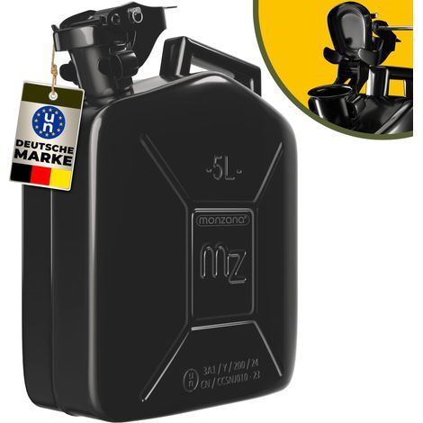 Monzana – Jerrican en métal 5L homologué ONU – Transport carburant diesel et huile – Fermeture à baïonnette avec sécurité – Acier laminé à froid
