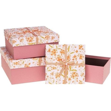 Confezione regalo con fiocco e 3 rosette rosa