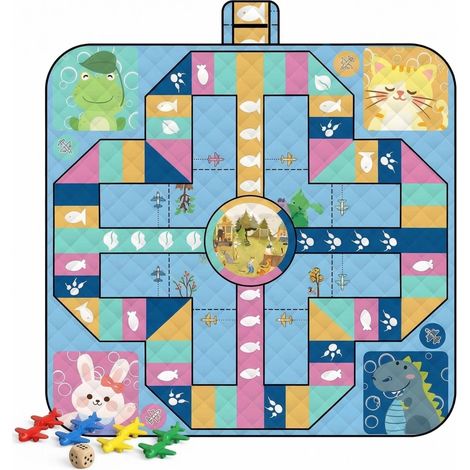 Couverture de pique-nique Flying Chess 200 cm x 200 cm, cadeau gratuit inclus, couverture de plage extérieure extra-large imperméable et résistante au sable, adaptée aux parcs, au camping et aux voyag (1/5)