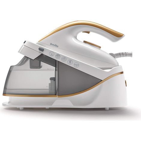Breville PRESSXPRESS 2400W Ferro da Stiro con Caldaia, Piastra Multidirezionale in Ceramica, Colpo Vapore 230 g, Getto Vapore Verticale 100g/min, Pressione 5 Bar, Bianco (1/5)