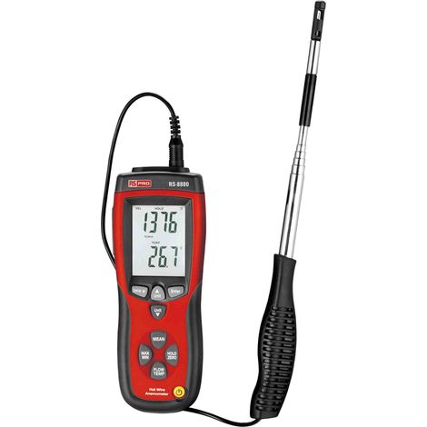 Rs Pro – Anémomètre DT-8880 – Mesure vitesse air jusqu'à 25m/s – Précision ±5% – Résolution 0.01m/s – Température max +50°C (1/5)