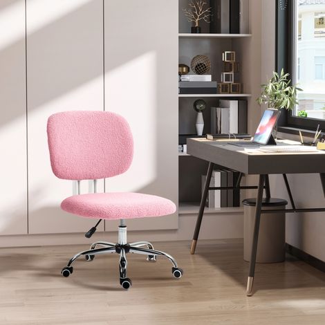 Chaise de bureau 48x53x80-90 cm rose en polyester réglable en hauteur sans accoudoirs (1/5)