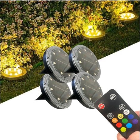 kit 4 faretti a LED con picchetto ricarica solare luce RGB + Bianca TELECOMANDO (1/5)