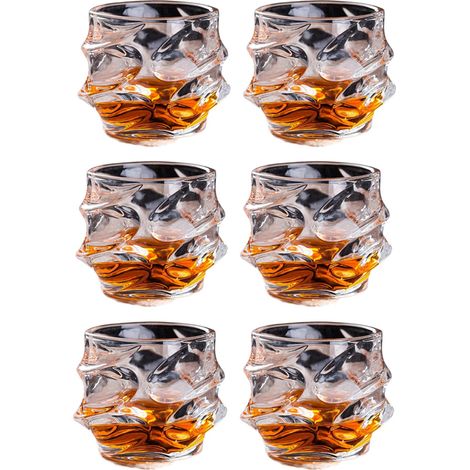 Einzigartige Bar Whisky Gläser 6er Set, 320ml Bleifrei Kristall Whiskey Glas,Rum Gläser für Cocktail Rum Wodka Scotch Gin Cognac Wasser Spülmaschinenfest