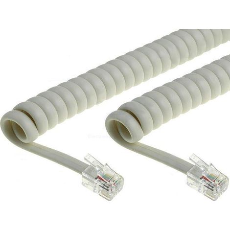 Cable Telefono RJ09 4P4C Espiral 2m Color Marfil 2190