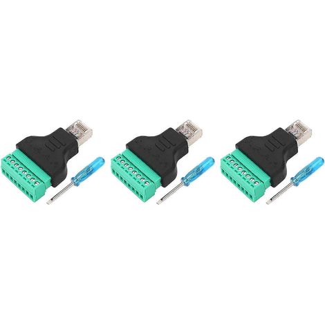 3 Stück RJ45-Schraubklemmenadapter, RJ45-Innengewinde auf 8-poligen Netzwerkstecker, schweißfrei