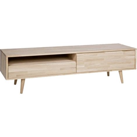 Meuble TV chêne massif look rétro 150cm GORTY