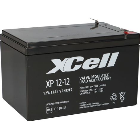 XCell XP12-12F2 AGM Bleiakku 12V 12Ah - T2 / Faston 6,3 mm - VdS G120034 (1/5)