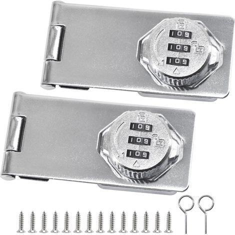2er Set Zahlenschloss 12,7cm silberfarben für Tor & Schrank, 3-stellig, schlüssellos