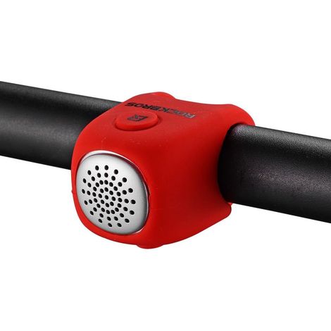 Campanello elettrico per bicicletta, clacson elettronico per bicicletta, mini campanello elettronico impermeabile da 80 dB, supporto elastico universale in silicone nei colori nero, rosso e blu
