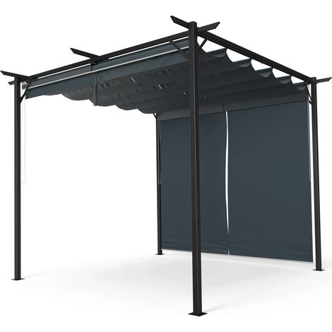 Blumfeldt Pantheon Robust Pérgola 3×3 m Persianas laterales de acero con recubrimiento de polvo resistente a la intemperie