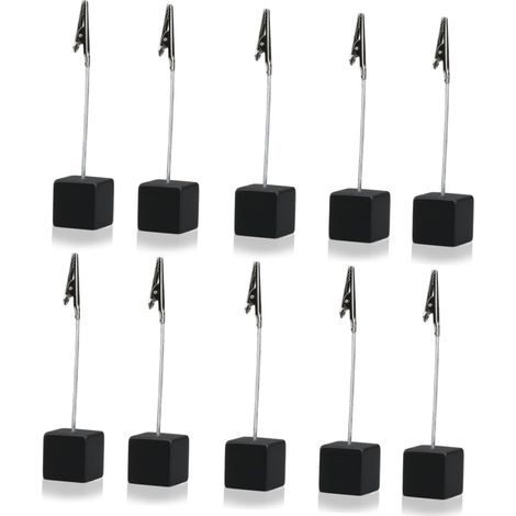 Portanotas cúbico negro, paquete de 10, clip para fotos de acero inoxidable (1/5)