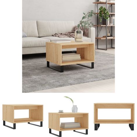 Stauraum Couchtisch - vidaXL Couchtisch Sonoma-Eiche 60x50x40 cm Holzwerkstoff - Stabiler Couchtisch (1/5)