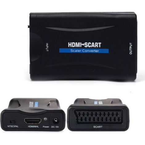 Convertisseur SCART-HDMI 1080p avec câble SCART de 1,5 m (adaptateur audio/vidéo) (1/5)
