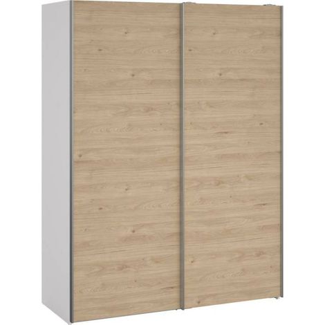 Dmora - Guardaroba 2 ante Elvire, Mobile camera da letto, Cabina armadio portabiti, Armadio appendiabiti, 150x61 h200 cm, Bianco e Rovere