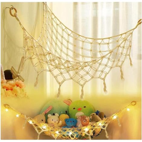 Jouet - Hamac pour Animaux en Peluche - Filet de Rangement Mural - Grande Capacité - Corde 100% Coton (1/4)