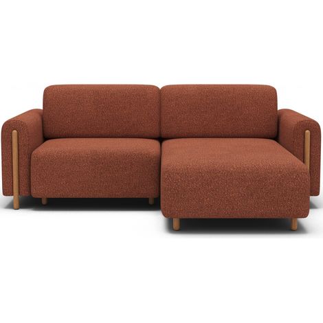 Canapé d'angle convertible ARVESSA terracotta bouclette – Angle droit (1/5)
