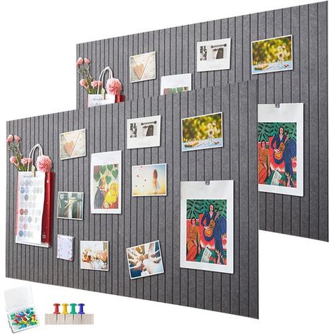 Lot de 2 tableaux décoratifs en feutrine, 60 x 40 cm, tableau d'affichage, 0,9 cm d'épaisseur, pliables et munis de ruban adhésif pour photos, parfaits pour l'école, la maison, la cuisine ou le bureau (1/5)