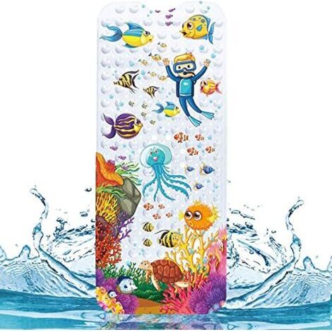 ALLIANDISTapis de Baignoire Antidérapant,100 40cm Tapis de Douche avec Ventouses,Tapis de Bain Antidérapant avec 200 Ventouses,Très Approprié pour Les Personnes Agées (1/4)