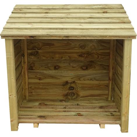 Wooden Log Store (W-119cm, H-118cm, D-71cm) (Natural, light green finish)