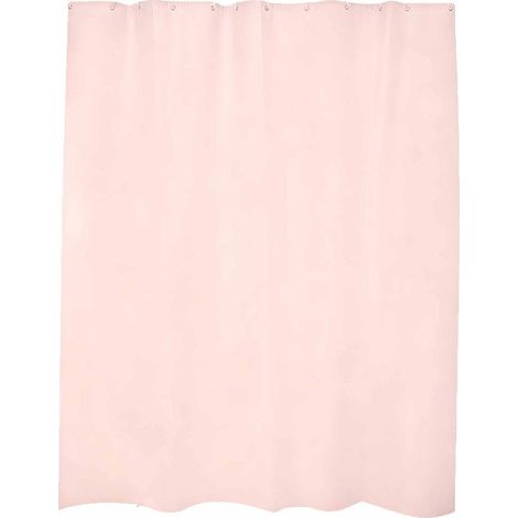 Tenda da doccia bohémien rosa chiaro effetto lino, tinta unita, stile moderno e minimalista, realizzata in PEVA impermeabile e antimuffa, con ganci – 120 x 180 cm (1/5)