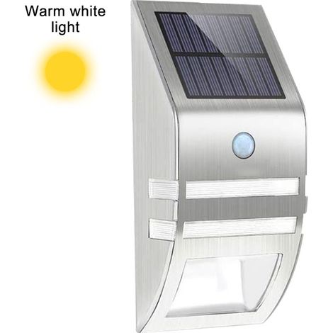 Lampes solaires d'extérieur décoratives à détecteur de mouvement en acier inoxydable, alimentées par LED, étanches, pour porte d'entrée, terrasse, patio, jardin, clôture, porche, HM-04096 (1/5)