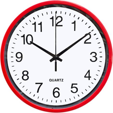 Horloge Murale Ronde - 20 Cm - Mécanisme Silencieux - Cadran Blanc Chiffres Noirs - Pour Chambre Cuisine Bureau - 1 Pièce