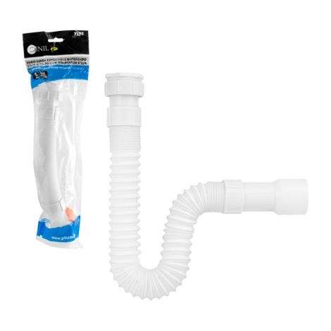 Tubo sifón extensible reforzado 1"1/2 x 40-50 c/adaptador 1"1/4 - 1 1/2" 40-50, GENIL. (1/4)