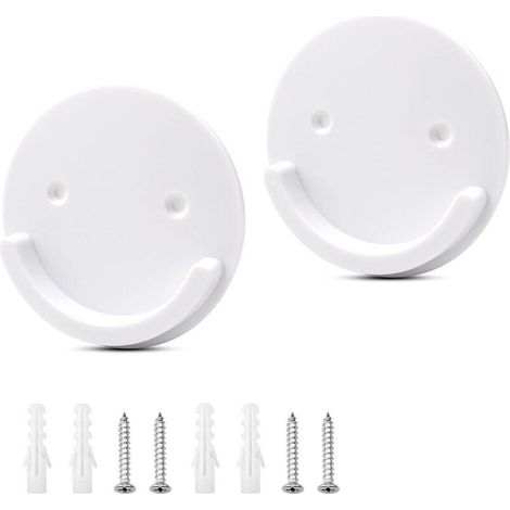 Shower Curtain Rod Holders, Universal Wall Mount Shower Curtain Rod Fixings (Round, White) (1/5)