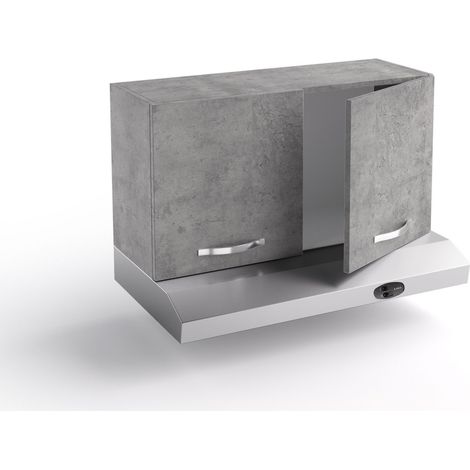 Sopracappa cucina 90x31x48 cm in legno grigio cemento e depuratore - Massa (1/4)