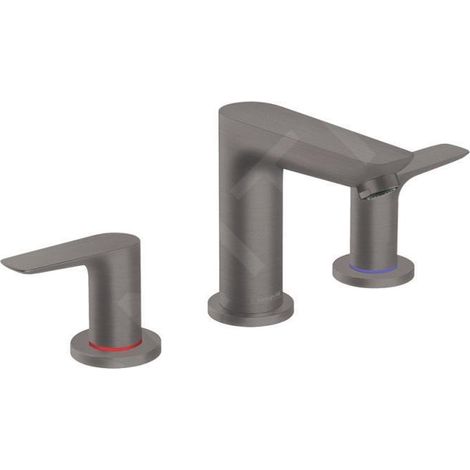 Hansgrohe Talis E - Mitigeur de lavabo avec vidage, installation à 3 trous, chrome noir brossé 71733340 (1/5)