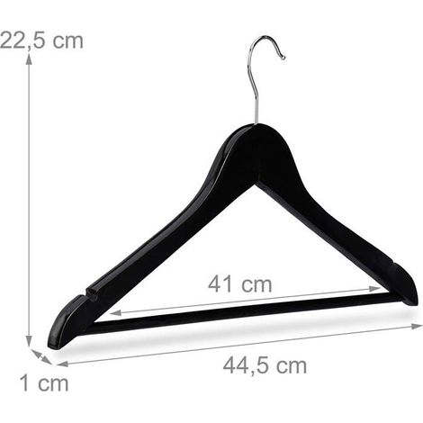 Lot de 10 cintre en bois avec traverse noir (1/2)