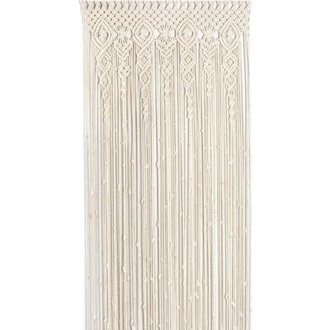 Cortina de puerta de macramé de algodón tejida a mano, tapiz, panel de ventana bohemio, separador de ambientes, decoración de pared colgante (90x180cm) (1/5)